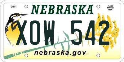 NE license plate XOW542
