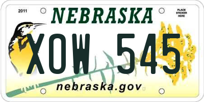 NE license plate XOW545