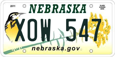 NE license plate XOW547