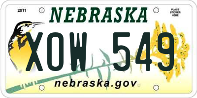 NE license plate XOW549