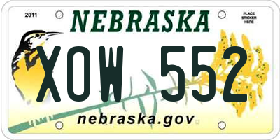 NE license plate XOW552