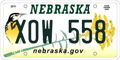 NE license plate XOW558