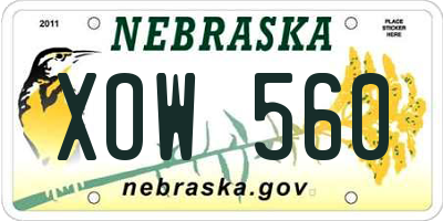 NE license plate XOW560