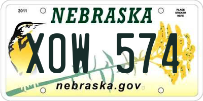 NE license plate XOW574