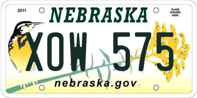 NE license plate XOW575