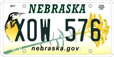NE license plate XOW576