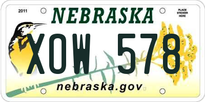 NE license plate XOW578