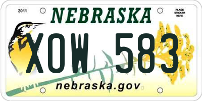 NE license plate XOW583