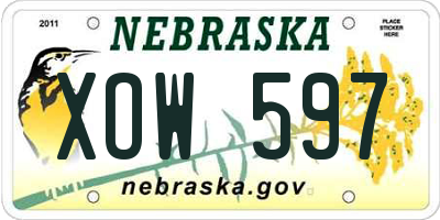 NE license plate XOW597