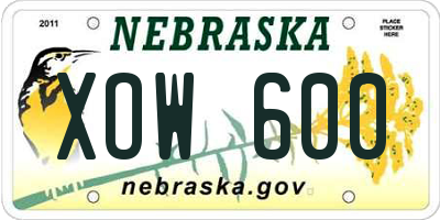 NE license plate XOW600