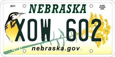 NE license plate XOW602