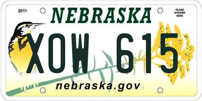 NE license plate XOW615