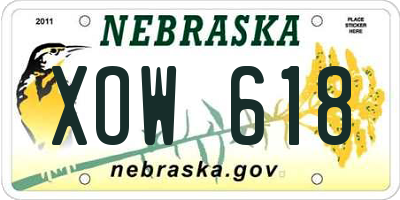 NE license plate XOW618