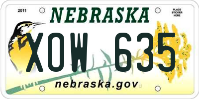 NE license plate XOW635