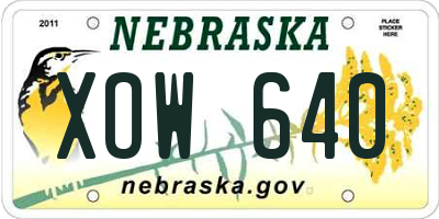 NE license plate XOW640