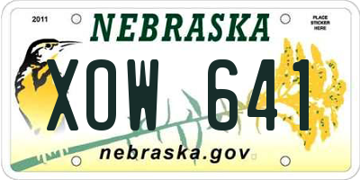 NE license plate XOW641