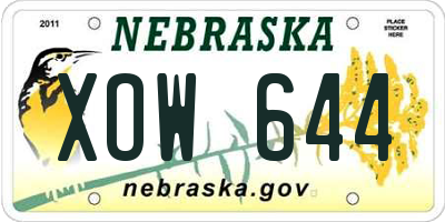 NE license plate XOW644