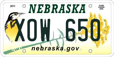NE license plate XOW650