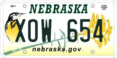 NE license plate XOW654