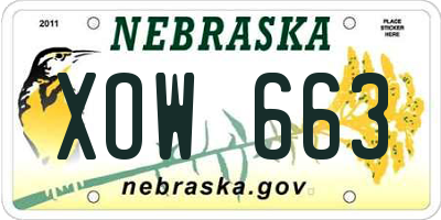 NE license plate XOW663