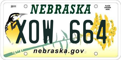 NE license plate XOW664