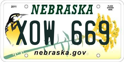 NE license plate XOW669