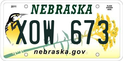 NE license plate XOW673