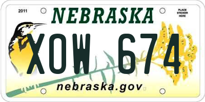 NE license plate XOW674