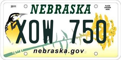 NE license plate XOW750