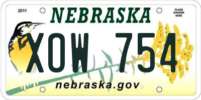 NE license plate XOW754