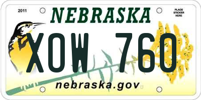 NE license plate XOW760