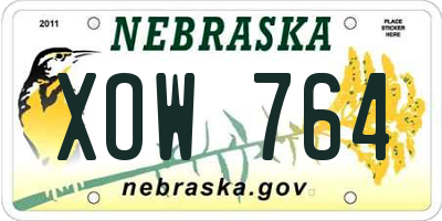 NE license plate XOW764