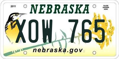 NE license plate XOW765