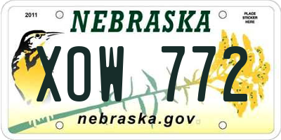 NE license plate XOW772