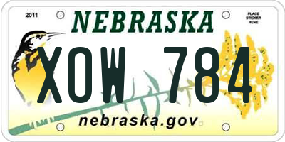 NE license plate XOW784