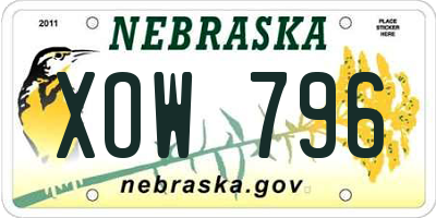 NE license plate XOW796