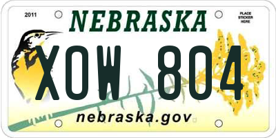 NE license plate XOW804