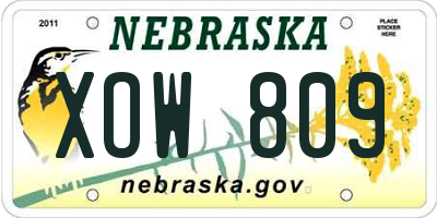 NE license plate XOW809
