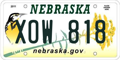 NE license plate XOW818