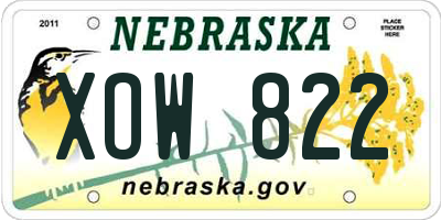 NE license plate XOW822