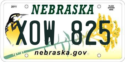 NE license plate XOW825
