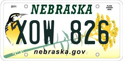 NE license plate XOW826