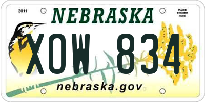 NE license plate XOW834