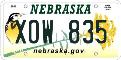 NE license plate XOW835