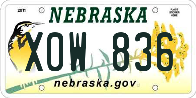 NE license plate XOW836