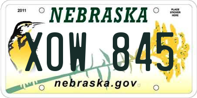 NE license plate XOW845