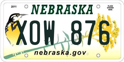 NE license plate XOW876