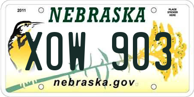 NE license plate XOW903
