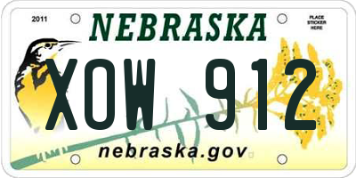 NE license plate XOW912