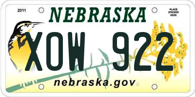 NE license plate XOW922